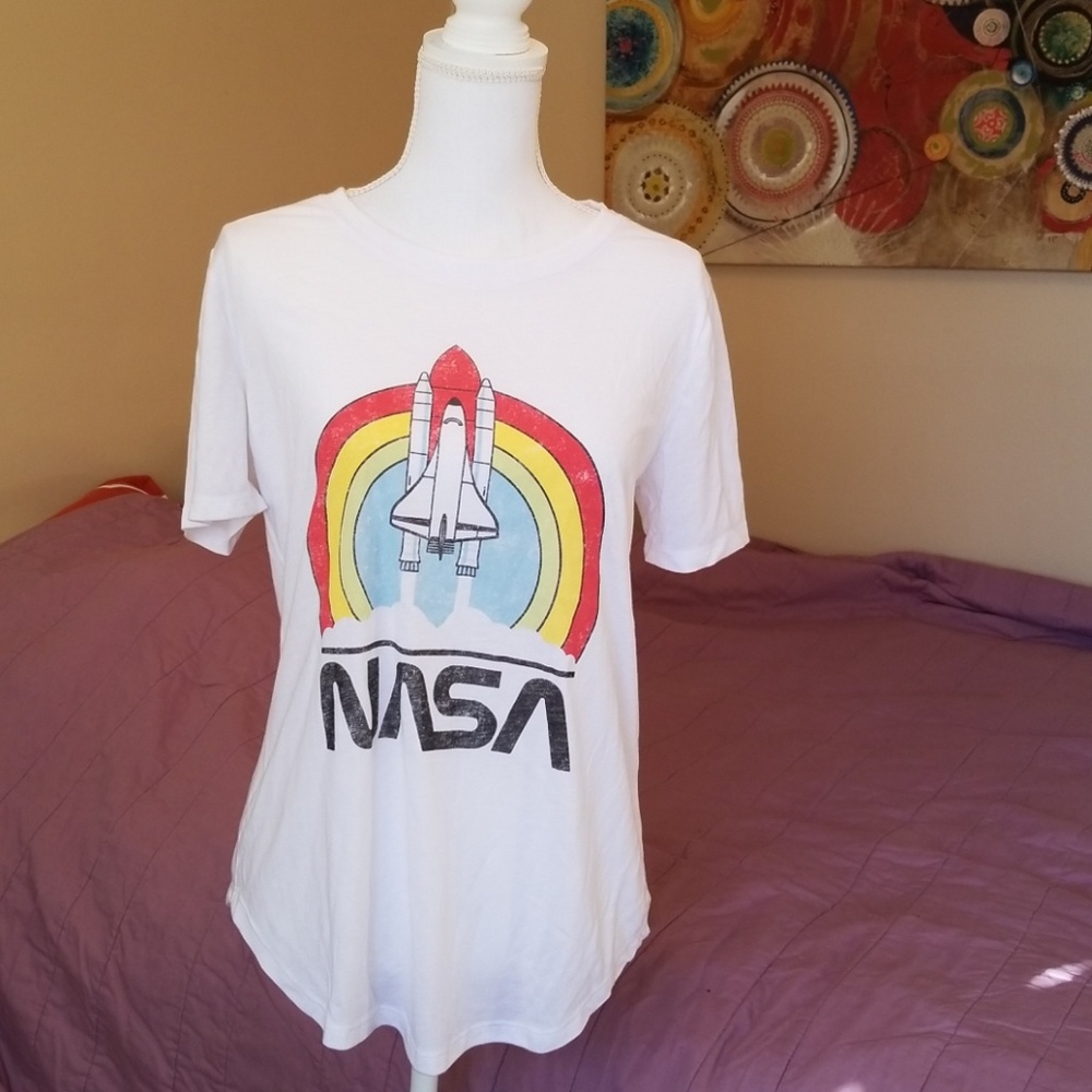 NWT rainbow NASA short sleeve tee shirt